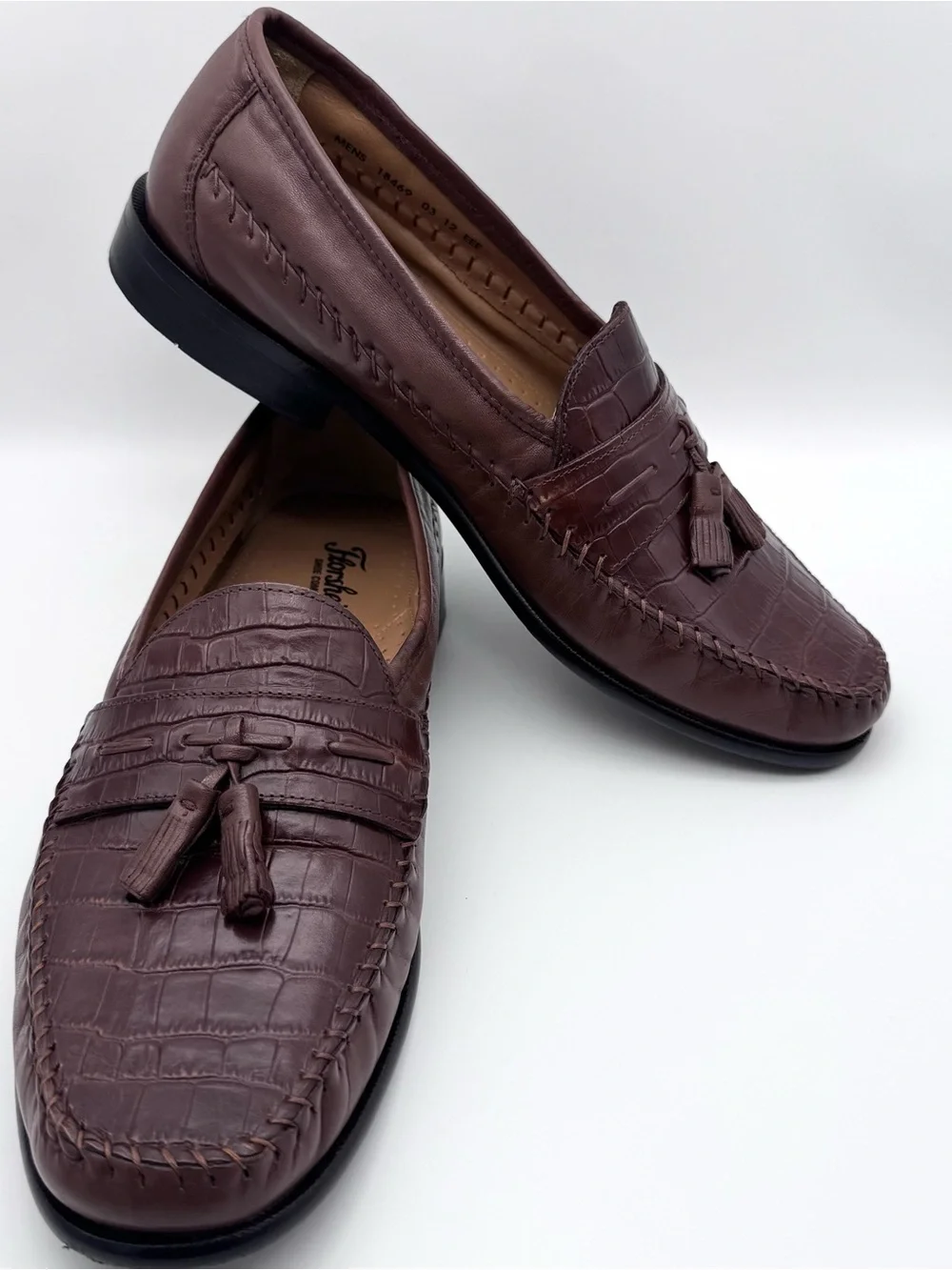 Florsheim Pisa Croc-Print Tassel Loafers – Brown – Mens Size 12 EEE (Extra Wide)